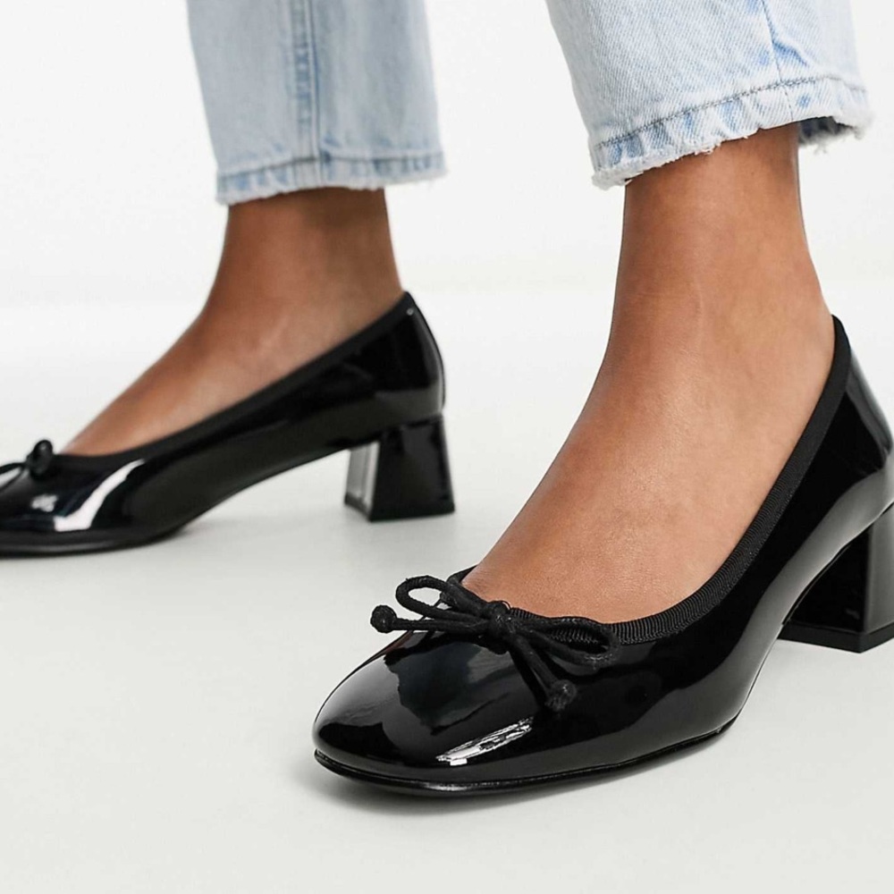 ASOS DESIGN Steffie bow detail mid block heeled shoes